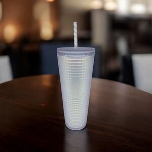 Starbucks Iridescent Tumbler Cup with Straw 24oz 709ml Studded Reusable NEW